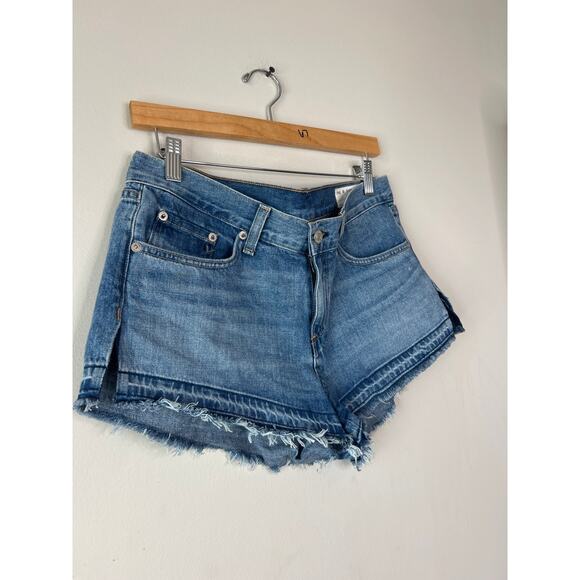 NEW Rag & Bone Tully Cut Off Frayed Hem Button Zip Jean Denim Shorts Blue - Picture 3 of 8